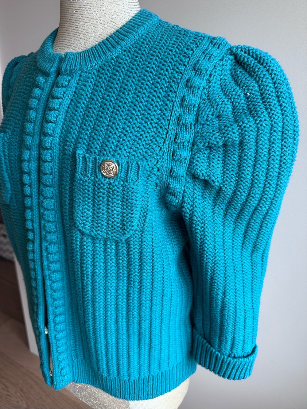 NWT Tyler Böe Cotton Blend Knit Jacket in Agean Size Medium - Picture 2 of 9